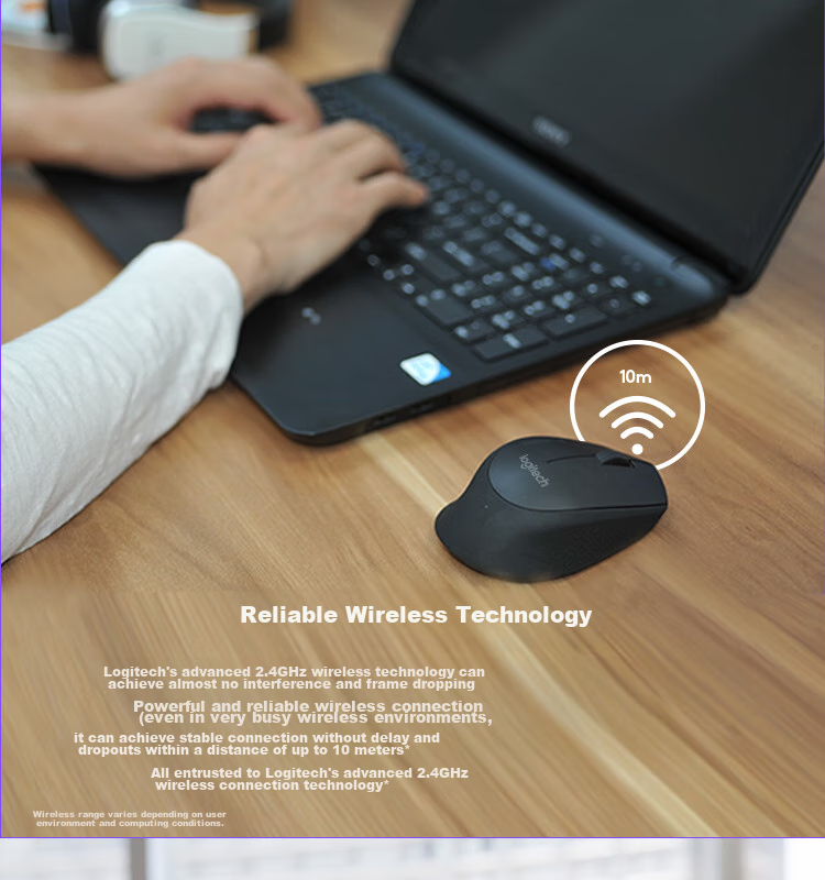 Logitech M280 [Enterprise Grade], Wireless Office Mouse, Right-Handed Laptop Mouse, Ergonomic Design, with Wireless 2.4G Receiver, Gray [Order Bonus] 6