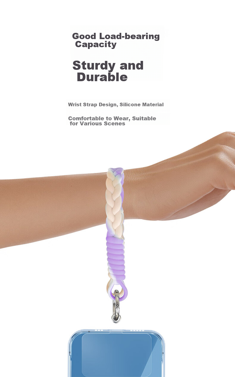 Freeson Liquid Silicone Phone Lanyard Anti-Loss Fixed Pad Wrist Strap Handheld Dangle Cord Versatile Hanging Chain Accessory Suitable for Apple Huawei Honor Xiaomi OV And Other Phones Purple 4