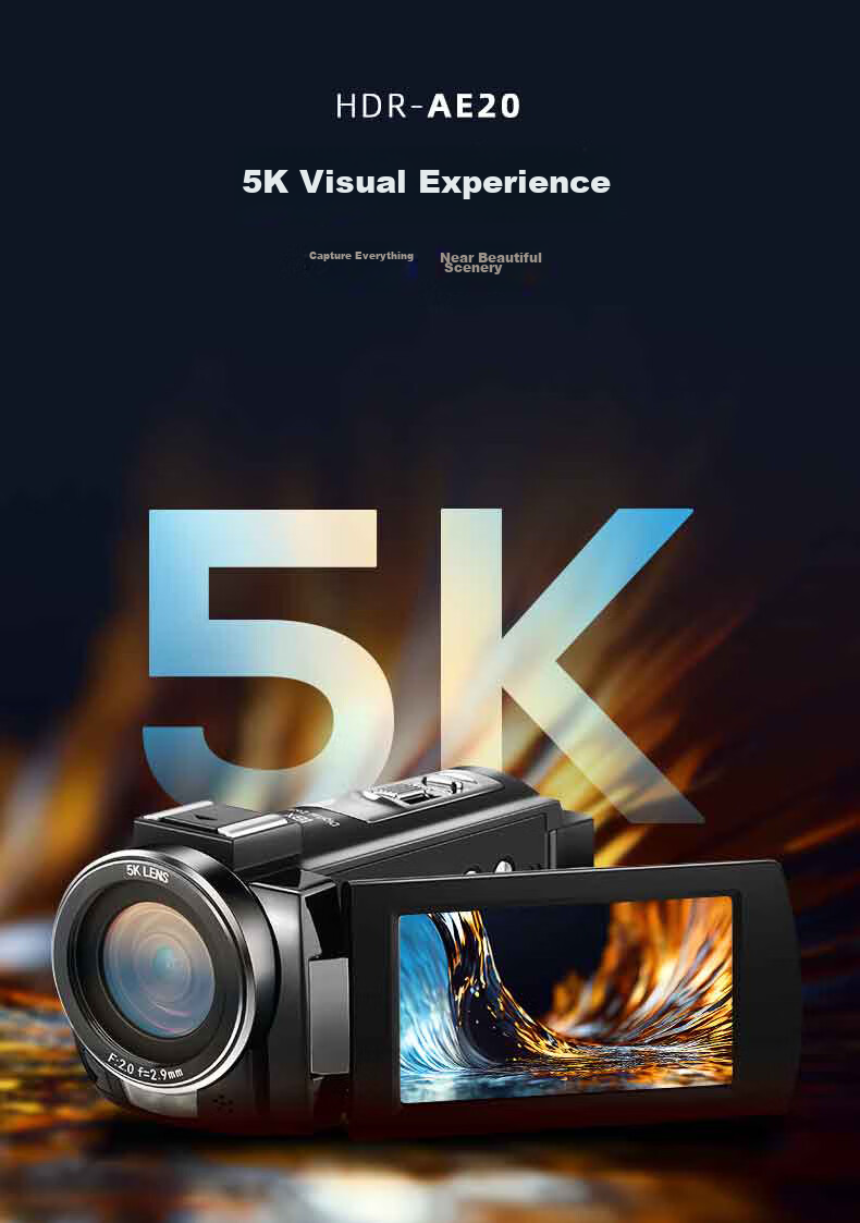 ORDRO AE20 5K Ultra HD DV Camera Dedicated Shooting Zoom Handheld Camcorder Anti-Shake Wide-Angle WiFi Connection Vlog Conference Short Video 1