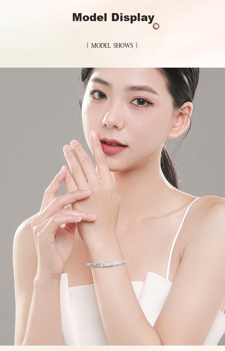 Sino Gem Sino Gem Mid-Autumn Festival Gift Peony Flower Silver Bracelet for Women, 999 Fine Silver Bangle, Gift for Girlfriend, Approximately 30g 7