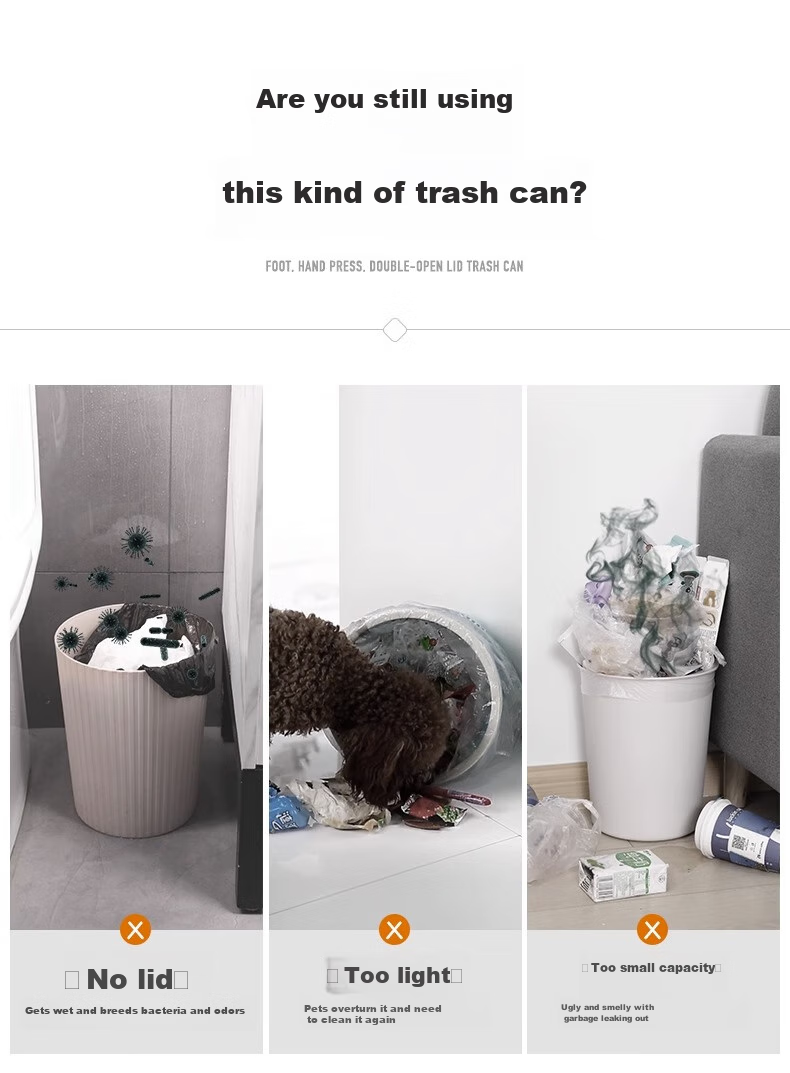Jieshibao 20L Large Press-Covered Slim Trash Can for Bathroom, Kitchen, Bedroom, Living Room, Popular Household Bin 5