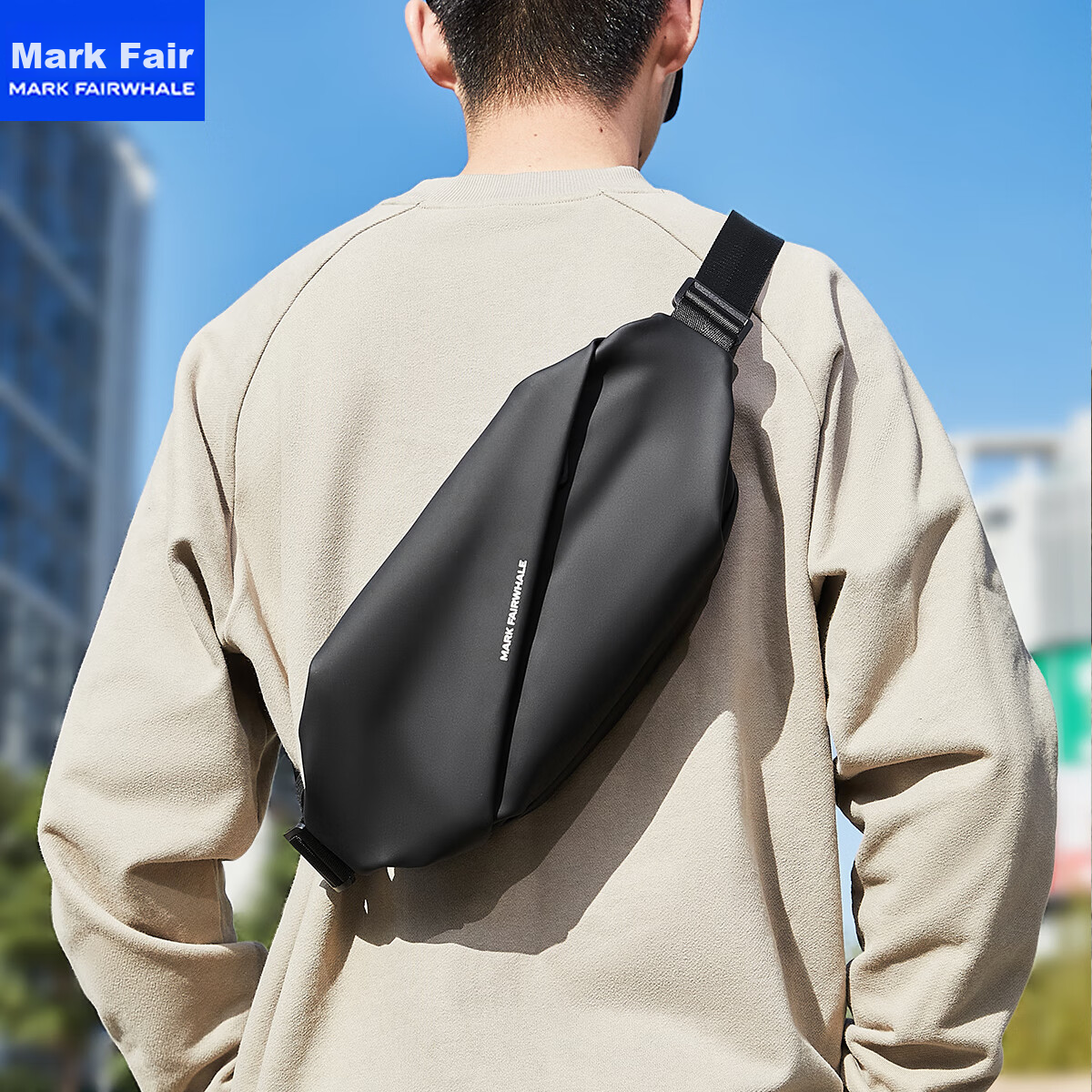 Mark Fairwhale High-end Light Luxury Men's Crossbody Bag Single Shoulder Chest Bag Motorcycle Riding Large Capacity Commuter Small Sling Bag