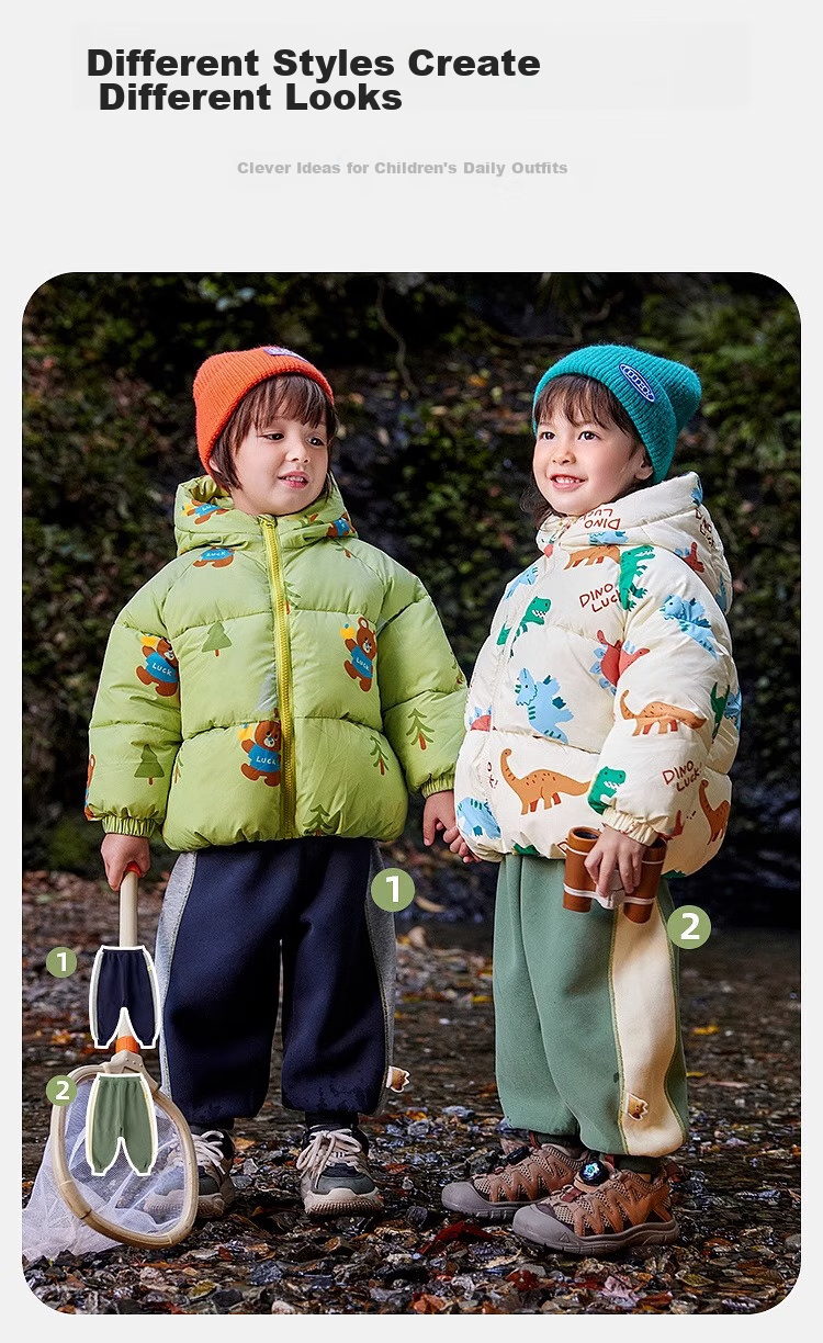 Dudu Kids Boys Thickened Cotton Jacket Baby Winter Coat Children's Cotton-padded Clothes Girls Cotton Coat Toddler Winter Wear Red 90 8