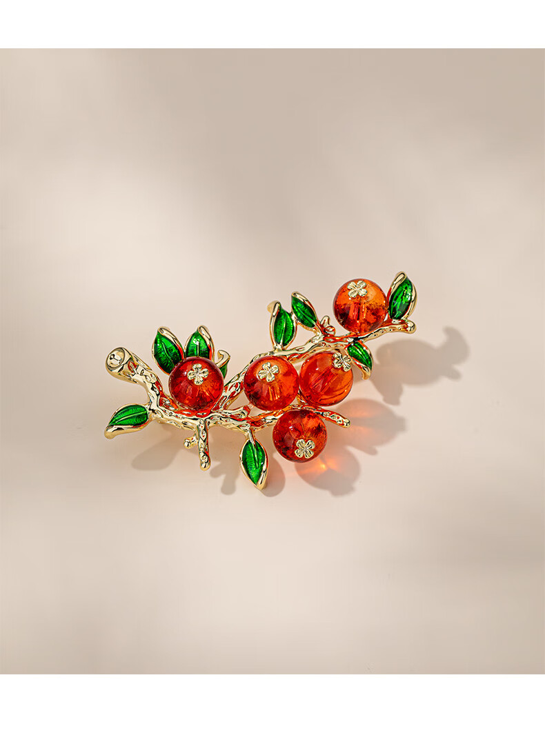 Qlady Wishing You Good Luck Persimmon Brooch, High-End Women's Light Luxury Elegant Corsage Pin, Suit Accessory, Mid-Autumn Festival And Birthday Gift 5