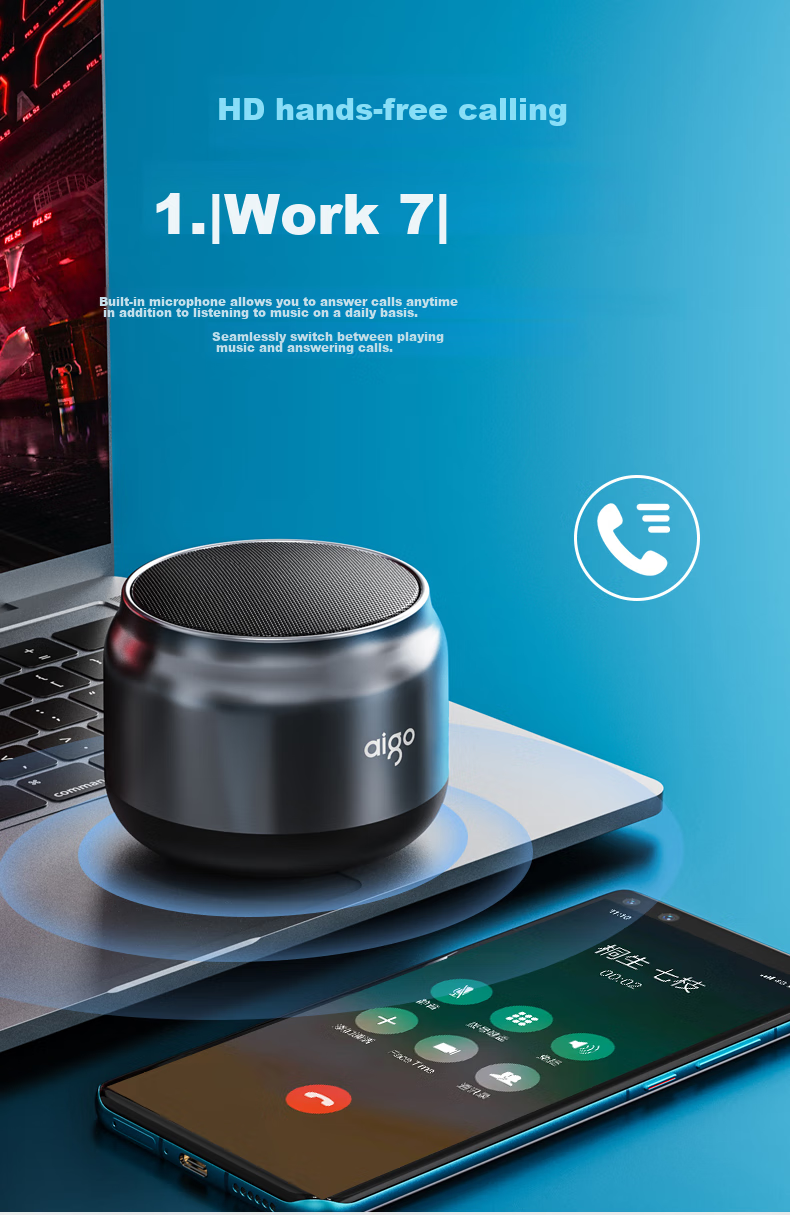 Aiguozhe T98Pro Smart Speaker with Ai Voice Control, Wireless Bluetooth Speaker for Desktop, Phone, And Computer, Portable Subwoofer, Supports TWS Connectivity, Matte Silver 5
