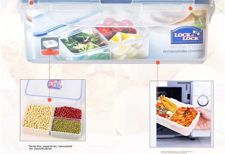 Lock & Lock Plastic Food Storage Containers Set of 2 with Divider, Airtight Lunch Boxes with Lunch Bag, 1000ml*2 11