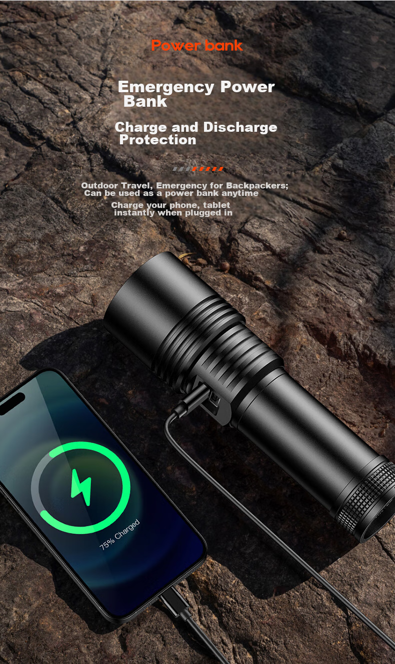 PHILIPS Flashlight, High Brightness, Long Battery Life, Home Use, 200000 Lumens, Sky Piercing, Military Grade, Outdoor Lighting, Emergency Light 13