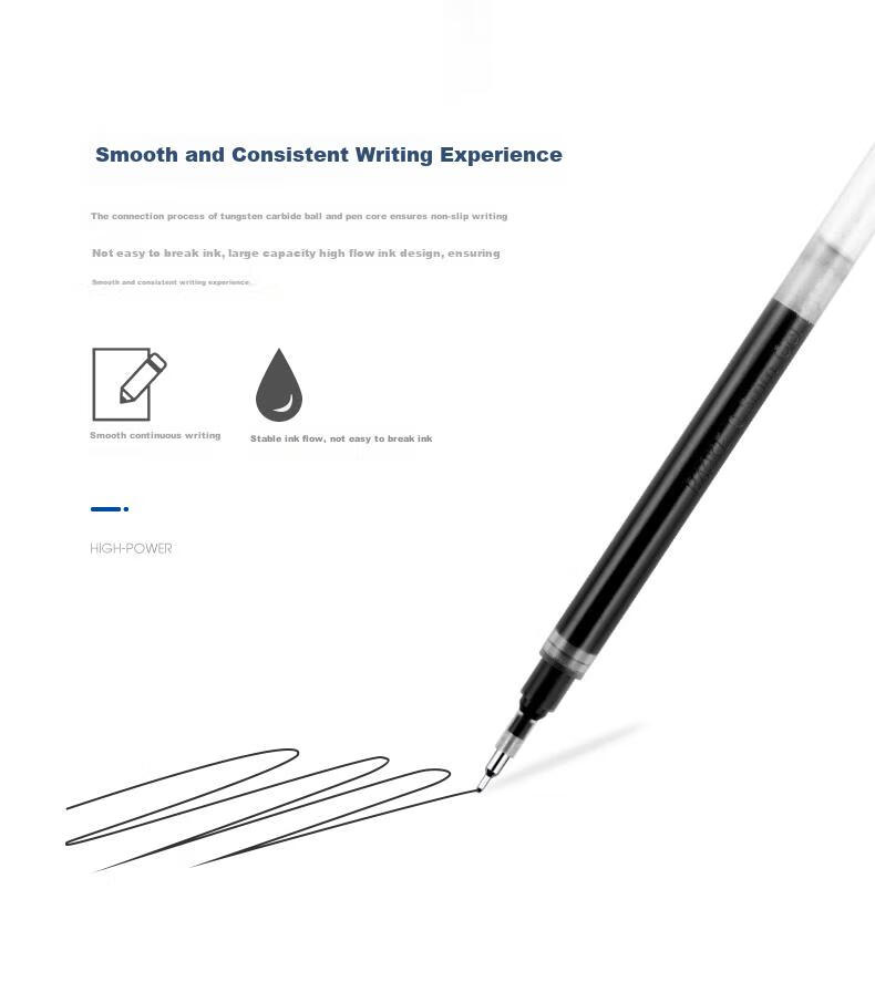 BAOKE PS1870 0.5mm Semi-Needle Tube Large Capacity Gel Pen Refills, Ink Pen Refills for Signature Pens, Black, 12 Pieces/box 6