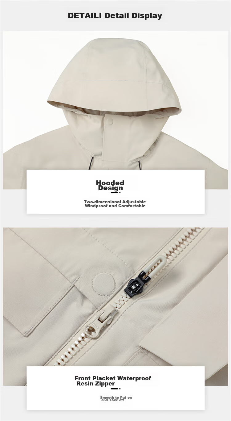 Pioneer Camp Breathable Windproof Waterproof Jacket for Women, Autumn Outdoor Breathable Windproof Waterproof Travel Hiking Coat, Light Apricot Color, XXL 25