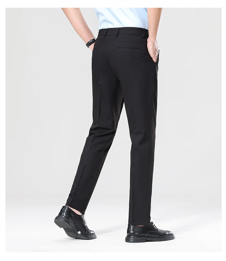ROMON [Easy-Care] Men's Wrinkle-Resistant Non-Iron Business Suit Pants, Casual Trousers, Dad's Elastic Straight-Leg Pants 20