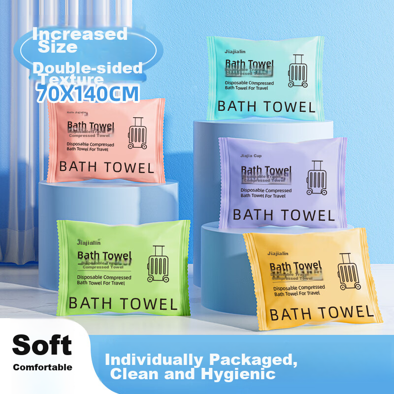 JAJALIN Disposable Bath Towels Travel Pack Compressed Thickened Large Portable Hotel Wash Towels 2 Pieces