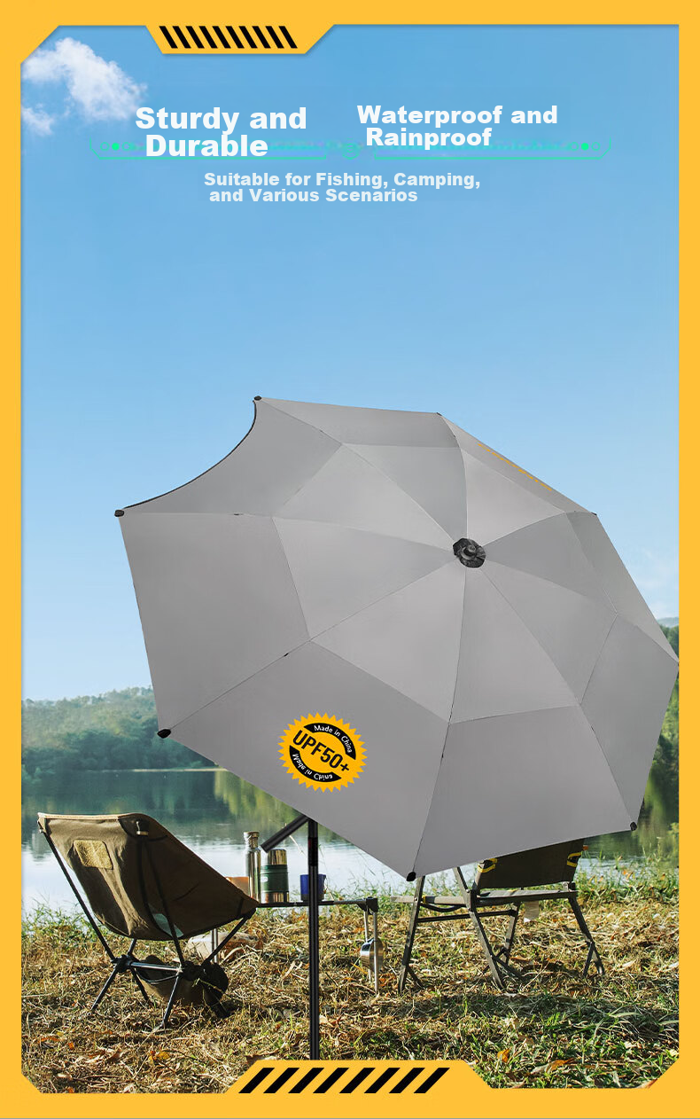 SIMAGO Ximan Du Full Blackout Fishing Umbrella, Cane-Style Omnidirectional Black Umbrella, Sun Protection, Rain Protection, Fishing Umbrella, 2.2 Meters 14