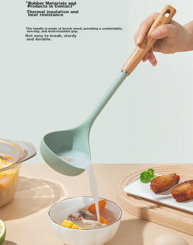 Kobach Silicone Spatula, Cooking Utensil for Non-Stick Pans, Heat-Resistant Spatula for Stir-Frying, Soup Ladle 8