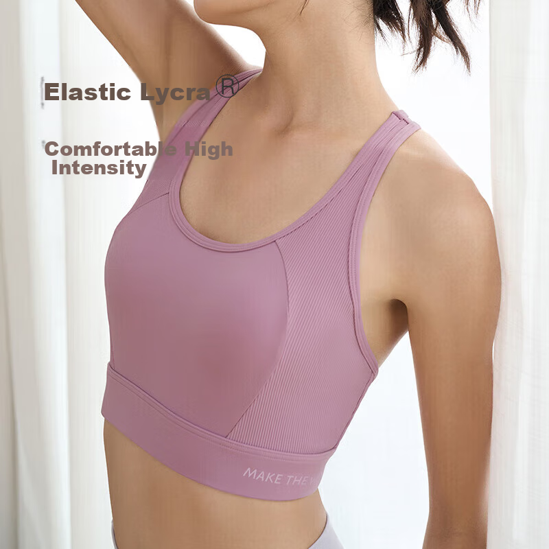 Keep High-Intensity Sports Bra, Anti-Sagging, Side Support, Training Bra for Running, Summer Wear, Shock-Absorbing, Milkshake Purple, M