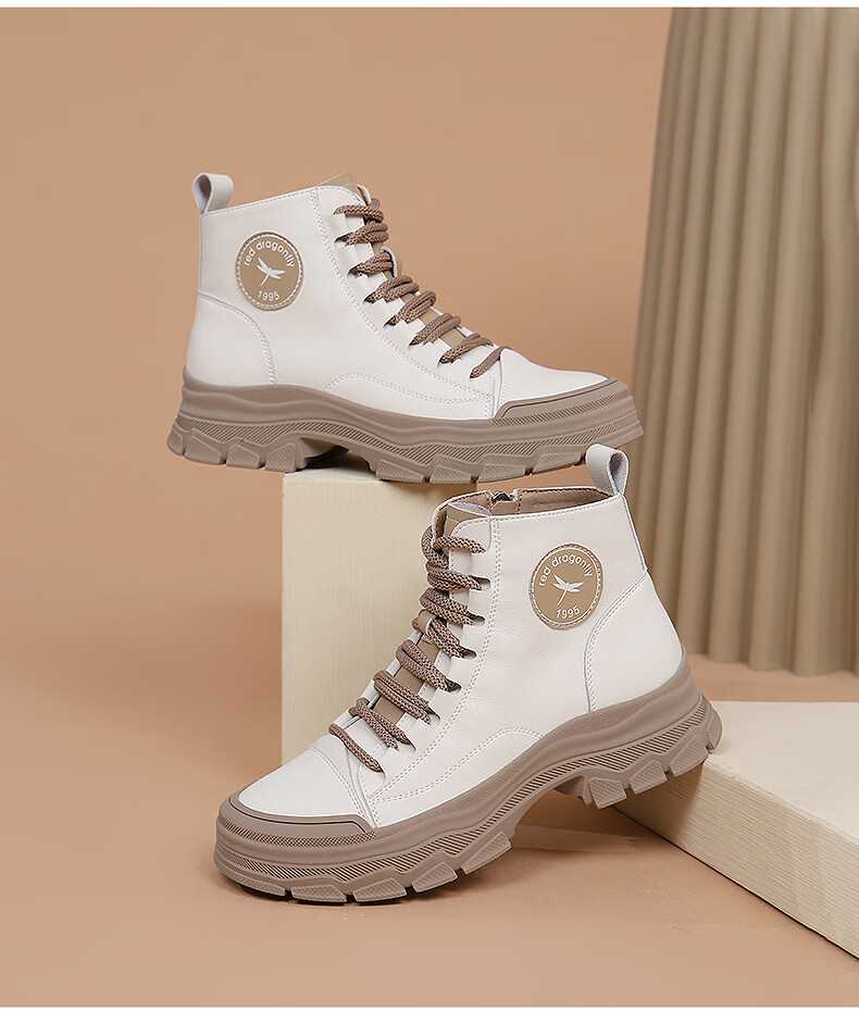 RED DRAGONFLY Women's Martin Boots British Style Thick Sole Height Increasing Slimming Street High Top Versatile Boots WXC430081 4