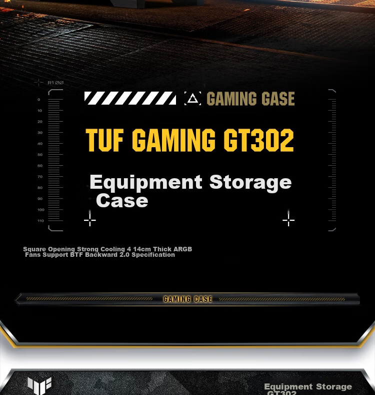 ASUS TUF GAMING GT302 Chassis, Black, Rear BTF 2.0/14cm Thickened ARGB Fan, Dust Filter Included, Strong Heat Dissipation, Interchangeable Side Panels 2