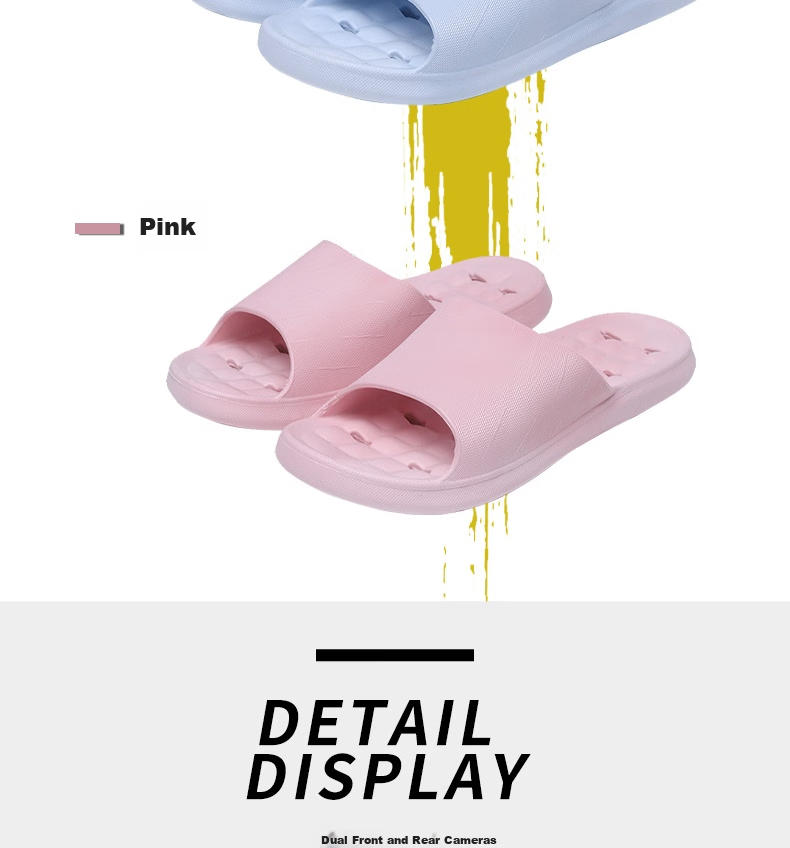 Huameijianbu Couple's Home Slippers, Bathroom Indoor Leak-Proof Quick-Drying Thick Sole Non-Slip Sandals HM3333 Light Blue Size 36-37 3