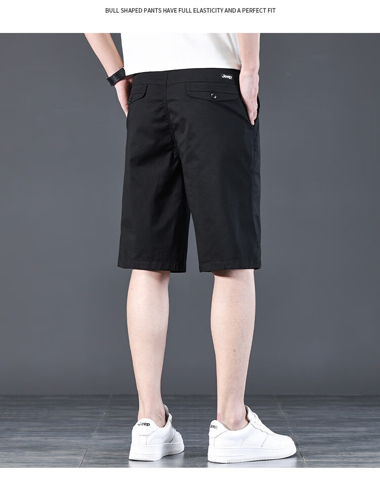 JEEP High-End Lightweight Five-Pocket Casual Shorts for Men, New Summer 2026 Business Loose Straight-Leg Mid-Length Pants for Me 12