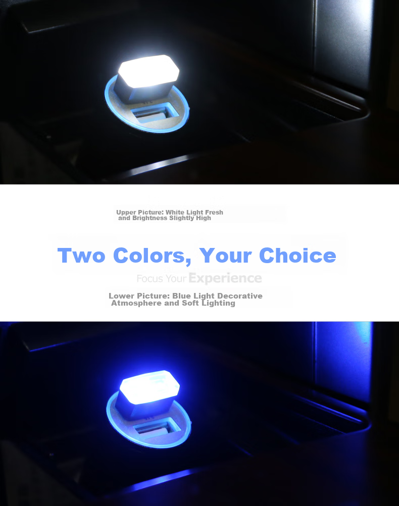 Dijialun Car Interior Ambient Light USB Car Decoration Atmosphere Lamp LED Notebook Car-Mounted No-Modification Accessory Small Night Light Blue Light 2