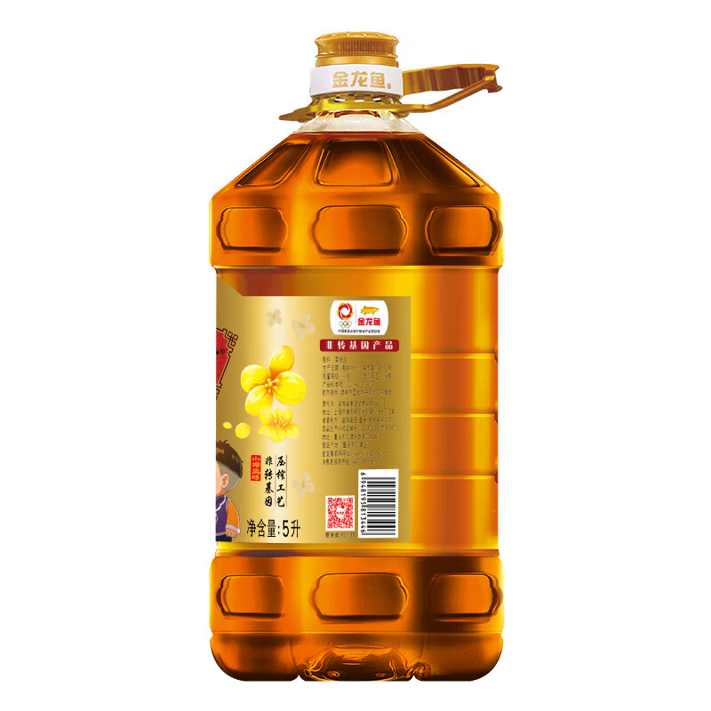 金龙鱼 食用油【保真菜籽油】非转基因 外婆乡小榨菜籽油5L