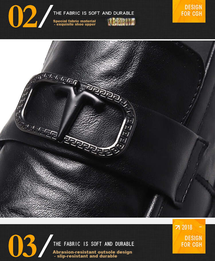 CALIFBULL Men's Leather Shoes, Autumn And Winter Thick-Soled Heightening Loafers, Slip-On Lazy Business Casual Shoes for Weddings, Black, Size 41 10