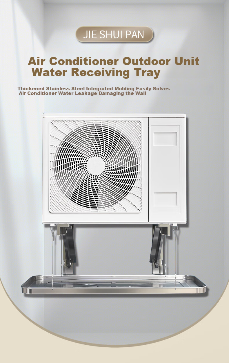 PURPAVWINNER Air Conditioner Outdoor Unit Water Collection Tray, Universal Outdoor Drip Tray, Stainless Steel Sink, Central Air Conditioner Outdoor Unit 1 HP - 2P Air Conditioner Universal Water Collection Tray with Drainage Pipe 1