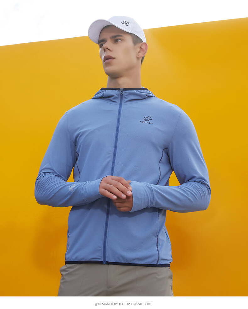 TECTOP Sun Protection Jacket for Men, Lightweight And Breathable Outdoor Skin Coat, Men's Gray-Blue Color, Size 3XL 21