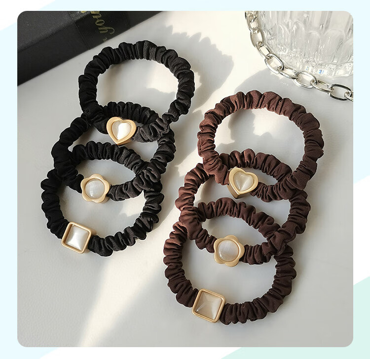 CHIMERA 4 Ponytail Hair Ties, Simple Glazed Heart-Shaped Hair Bands, Hair Ties for Women, Mid-Autumn Festival Gift 13