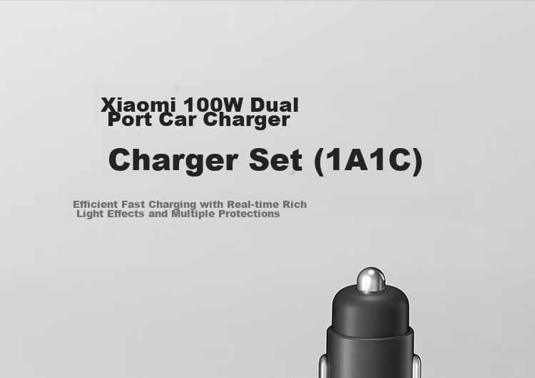 MI Car Charger Super Fast Charging Version with Data Cable, Single Port 90W Dual Port 100W High Power Multi-Functional Car Charger Suitable for MI 17 Phone/MI YU7GT 1