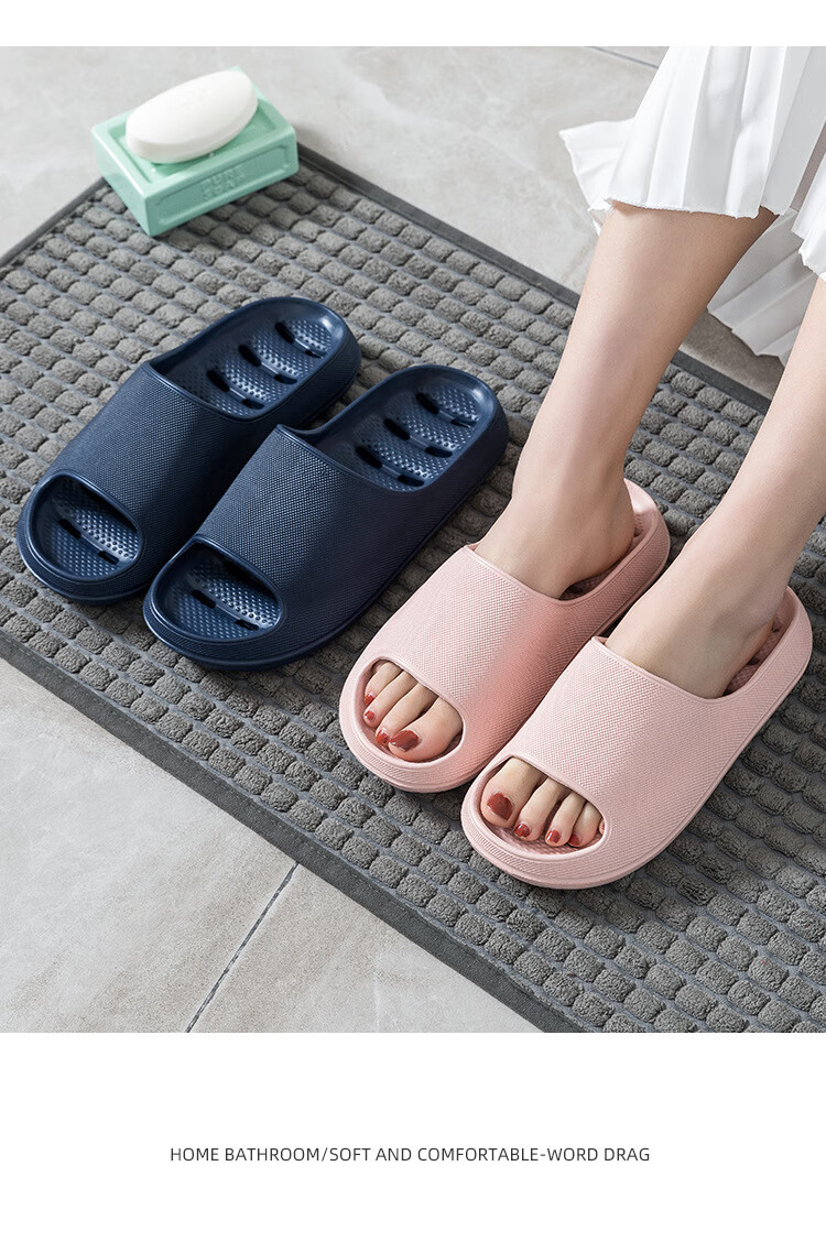 GUOLUOFEI EVA Slippers, Non-Slip, for Home Use, Shower Slippers, Bathroom, Hollow Design, Water-Draining, for Men And Women, Summer Season, Black, Size 40-41 9