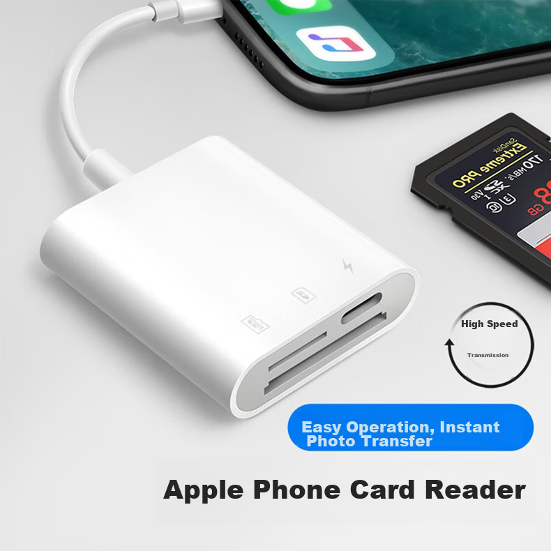 LinkStone Apple Phone OTG Card Reader SD/TF Memory Card Lightning Charging Three-In Card Reader Adapter for IPhone13/14/iPad DSLR Camera Storage Card 1