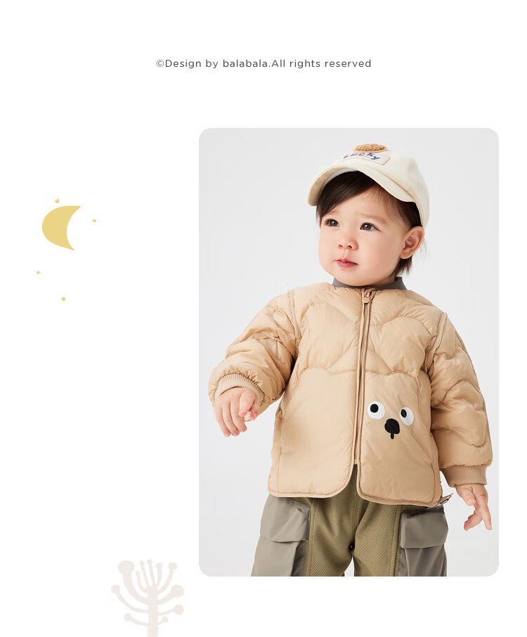 BALABALA Children's down Jacket, Triple Protection Clothing, Lightweight Baseball Collar Coat, Boys And Girls Outerwear, Autumn And Winter Wear, Floral Cute Desig 26