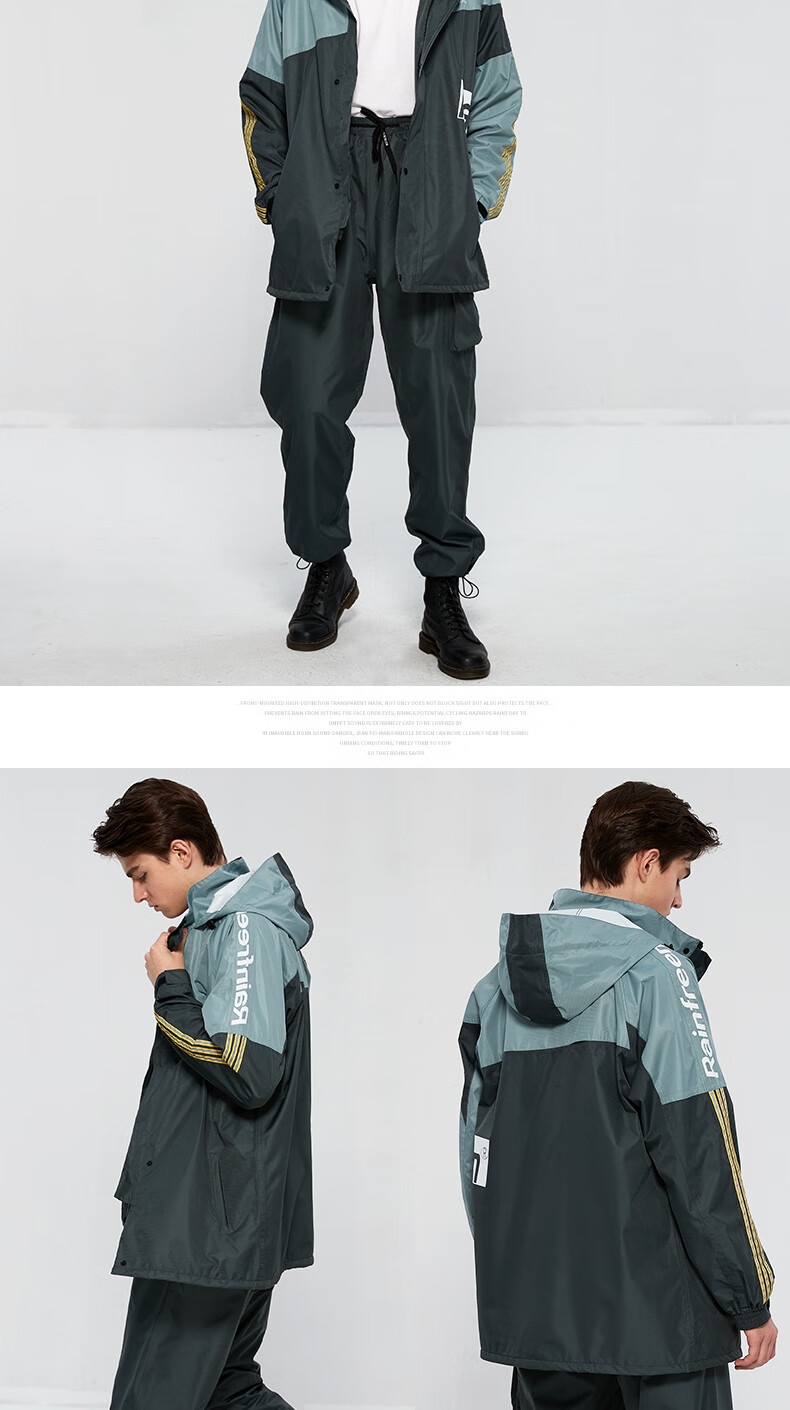 Qinfeimanyuyi Rain Pants Set for Adults, Men And Women, Full-Body Waterproof Jacket, Food Delivery Rider Electric Bike Poncho, Deep Navy Blue 3XL Soft Skin-Friendly Water-Repellent Macaron Color 5