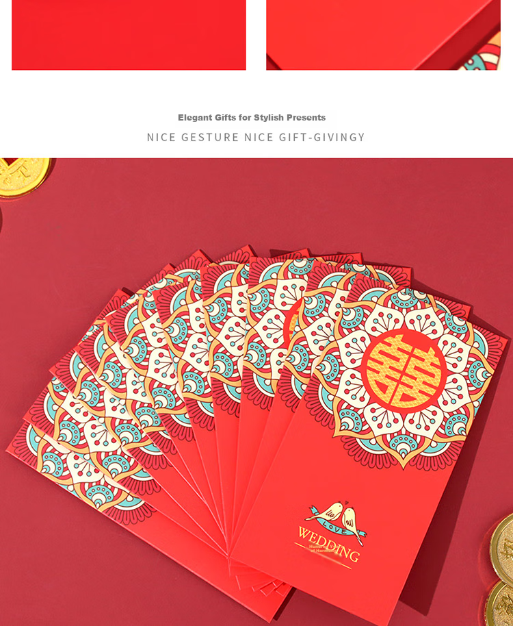 Extreme Space Red Packet Wedding Special 2026 New Double Happiness Red Envelope Engagement Celebration Supplies 12-Pack Thousand Yuan Red Packets 10