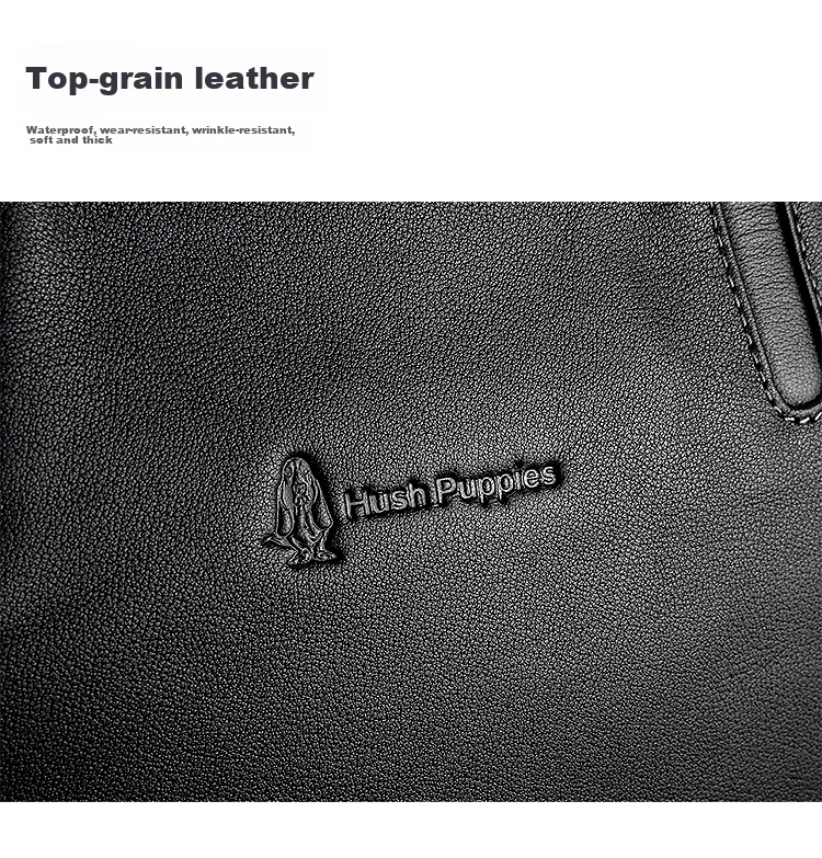 Hush Puppies Men's Briefcase, Top-Grain Leather, Slim Handheld Laptop Bag, Business Large Capacity, Fashionable Father's Day Gift for Boyfriend 3