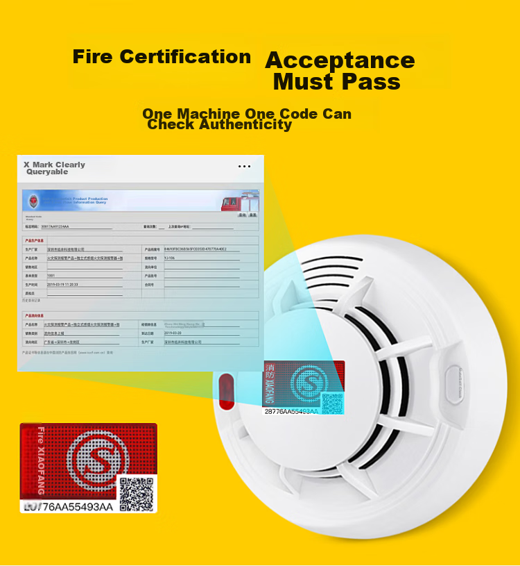 LFang PS-GT20 Smoke Alarm, Fire Detector with 3C Certification, Networked System for Fire Detection, One-To 9