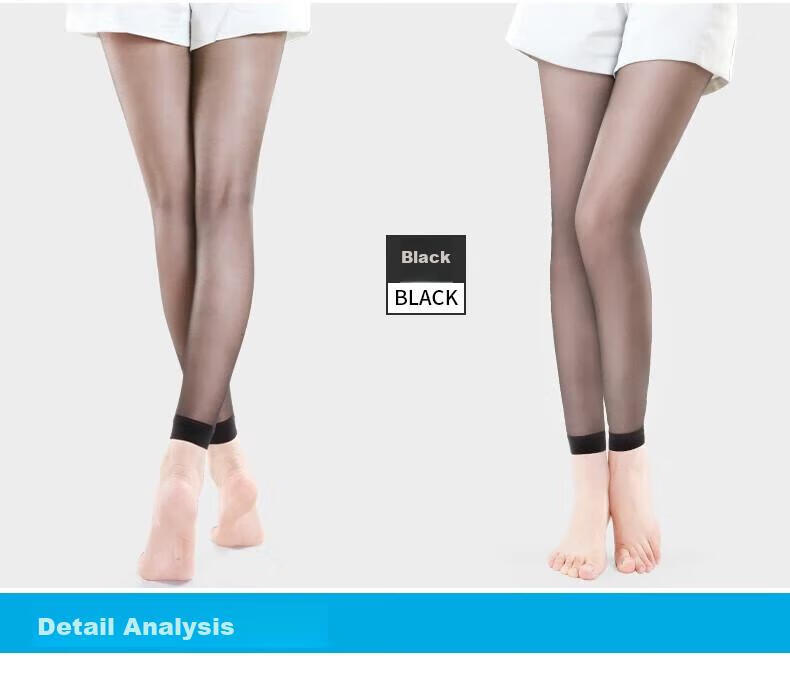 Mianshisan Women's Summer Thin Nine-Point Anti-Snag Invisible Transparent Black Nude Color Seamless Pantyhose without Foot Opening 11