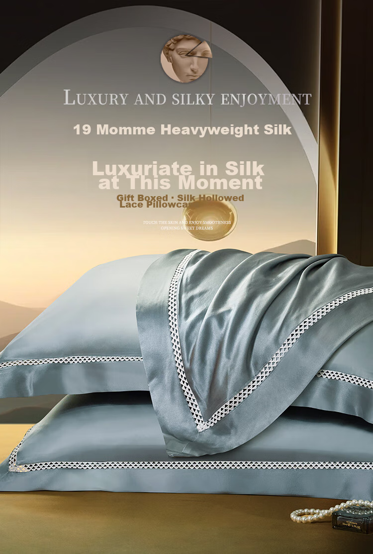 Fuanna Home Textile Pillowcase 19 Momme Silk Pillowcase Class A Silk Cotton Satin Single Pillowcase 74x48cm Kawhi Green 1