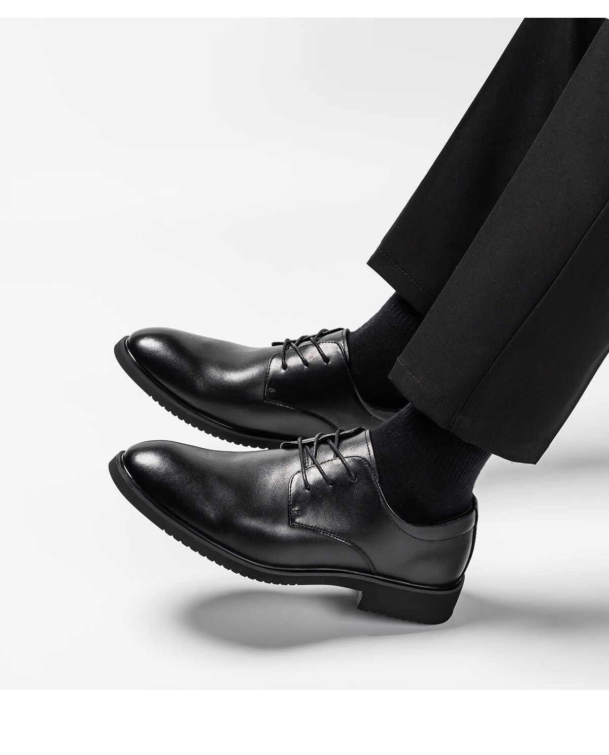 Huili Leather Shoes for Men, Business Casual Shoes, Fashionable Versatile Wedding Groom Formal Derby Shoes, Black (Height-Increasing), Size 38 10