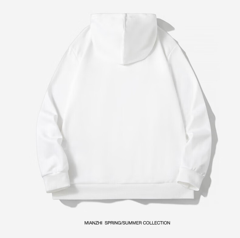 Mianzhi National Trend Brand Hooded Sweatshirt for Men, Trendy Versatile Round Neck Loose Casual Top Jacket for Men, White, XL 4