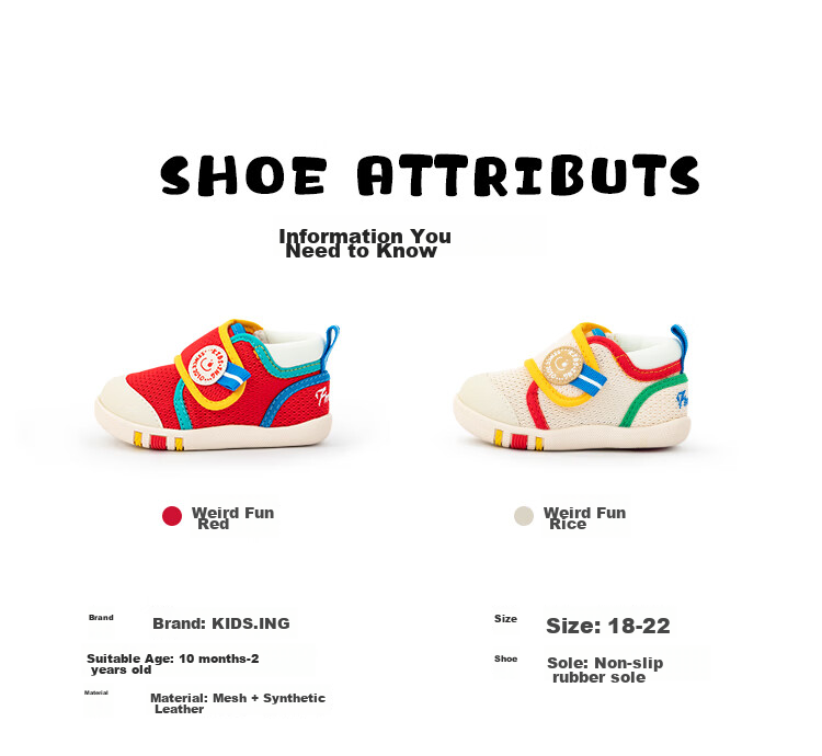 Kids.ing Kaidixing Toddler Shoes, Stage 1 Spring And Summer, for 1-2 Year Old Infants, Boys And Girls, Mesh Anti-Slip Soft Sole Shoes, Red, Size 21 4