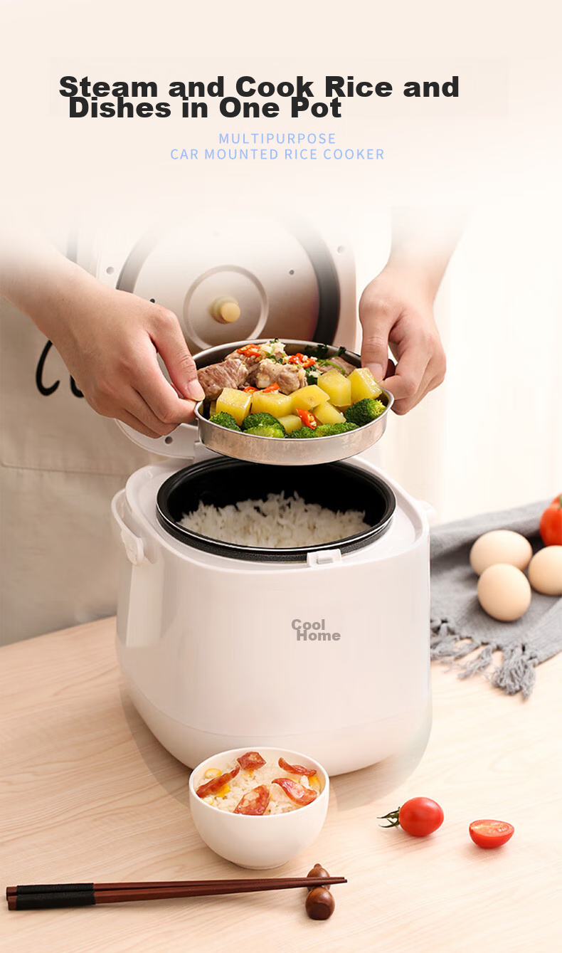 YSKdee Car Rice Cooker with Smart Digital Display, Multifunctional Cooking Pot, 2L Large Capacity, M25-12v/24v, Suitable for Various Vehicle Sizes 7