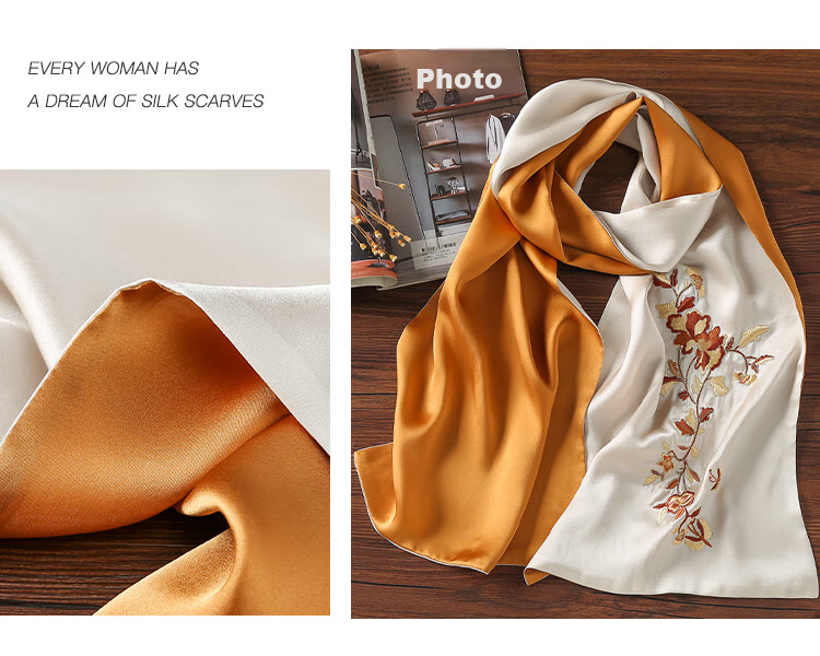 Shanghaigushi Silk Scarf for Women, Double-Layer Embroidery, 100% Mulberry Silk, Gift Box for Mom on Mid-Autumn Festival, Birthday Present, Purple And White 22