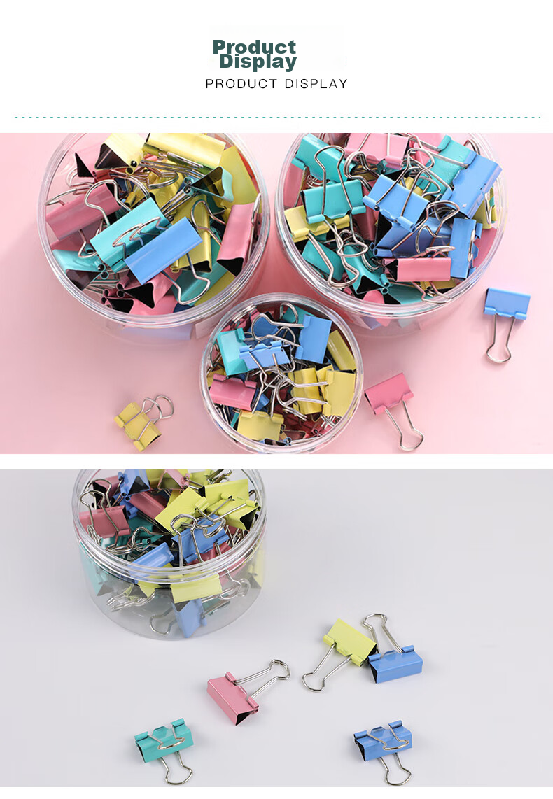 Befon Binder Clips, 40 Pieces, 19mm Small Size 5#, Colorful Metal Tail Clips, Paper Clips for Documents And Bills, Office Supplies, 40 Pieces/tube, 4266 11