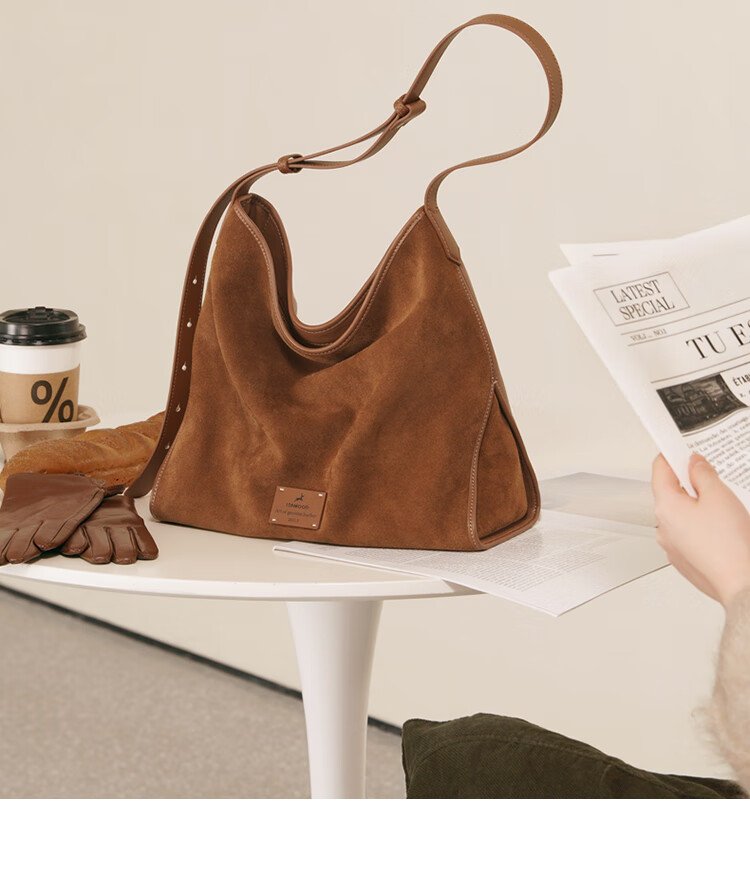 Mood Autumn And Winter Cowhide Hobo Tote Bag for Women, Large Capacity Commuter Underarm Single Shoulder Crossbody Bag, Birthday Gift Versatile Brow 10