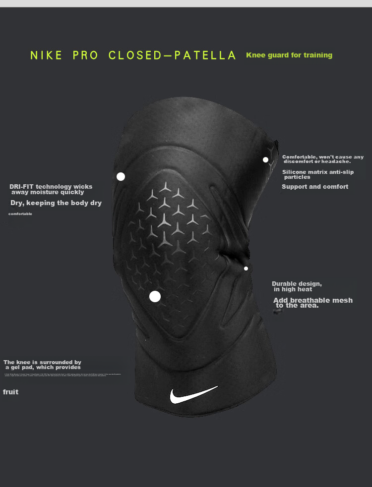 NIKE Professional Sports Knee Pads for Basketball, Badminton, Rock Climbing, Meniscus Protection N1000674010 Size M Two Pieces 5