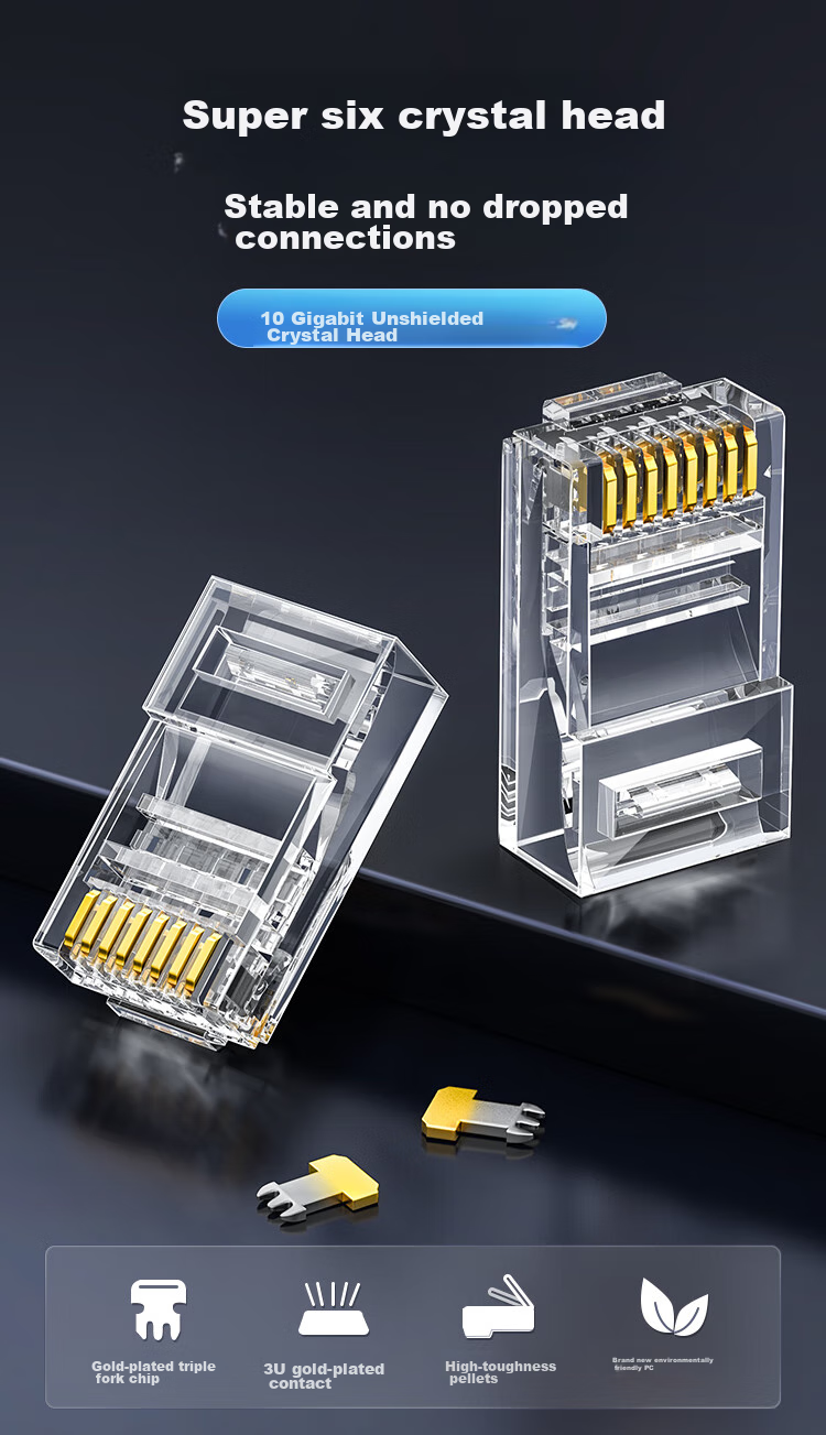 CHOOSEAL (CHOSEAL) Cat6 Unshielded Crystal Head RJ45 10Gbps Engineering-Grade Network Connector Cat6a Computer 8P8C Ethernet Cable Connector 50-Pack QS9095Z50 1