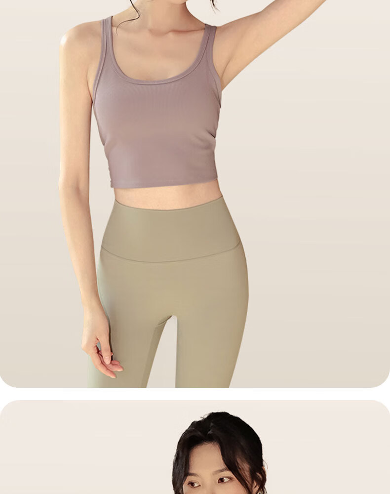 XUEXIMAN Yoga Sports Bra Tank Top for Women with Chest Pads, Running Outer Wear Quick-Dry Ribbed Racerback Fitness Wear 15