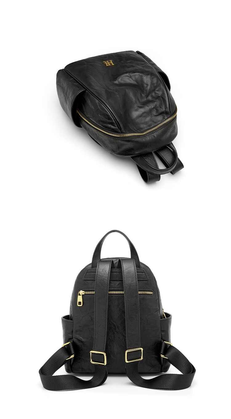 HRHR First Layer Cowhide Vintage Multi-Pocket Women's Backpack Casual Travel Bag Women's Day Gift 14