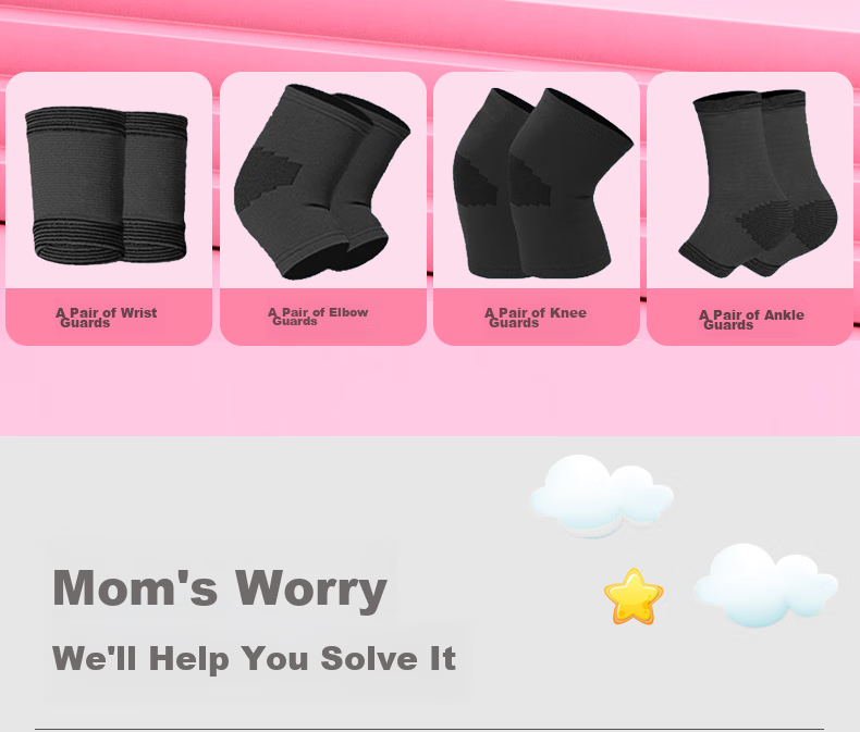 Chidong Children's Knee, Elbow, Ankle And Wrist Protection Set Knitted Sports Knee Pads Anti-Collision Kneeling Knee Pads 8-Pack Size S 2